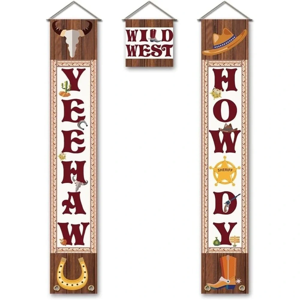 771 pc Cowboy Baby Shower Decorations Little Cowboy Raffle Box Banners Favors ++